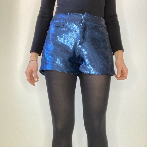 Electric Blue Sequined Shorts - Picture 1 of 5